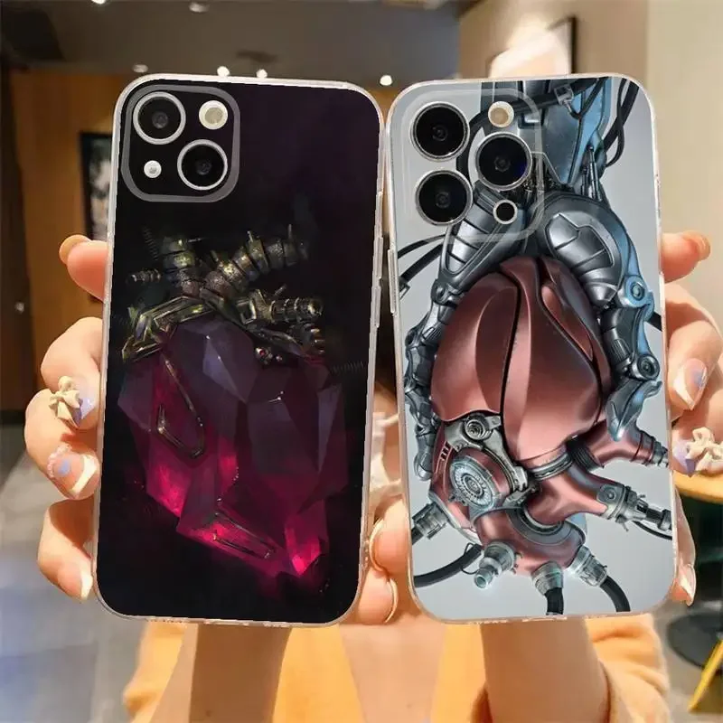 Heart Machine Cool Stuff Phone Case For iPhone 11 12 Mini 13 14 15 Pro XS Max X 8 7 6s Plus 5 SE XR Transparent Shell