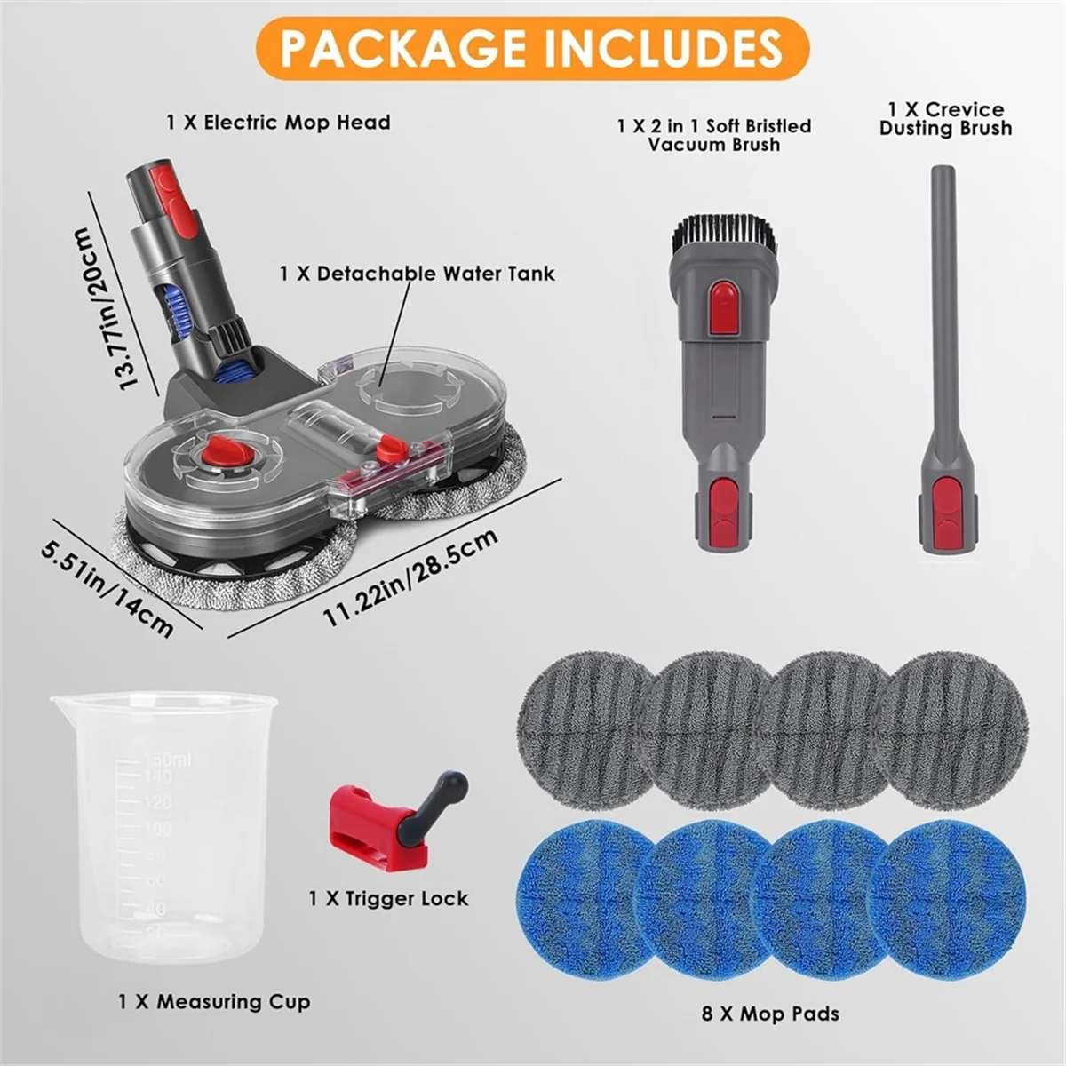 Mop Attachment for V7//V10/V11/V15, Electric Floor Mop with Water Tank, Replacement Mop Pads Parts Attachment