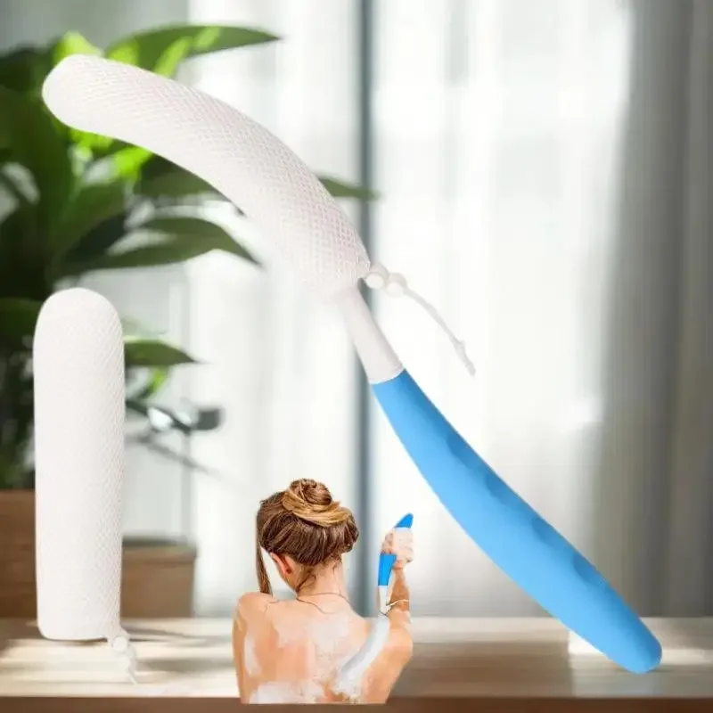 1 個バスソフトバックスクラバーブラシバスシャワーたわしメッシュブラシハンドル付き角質除去スクラブマッサージバス用品