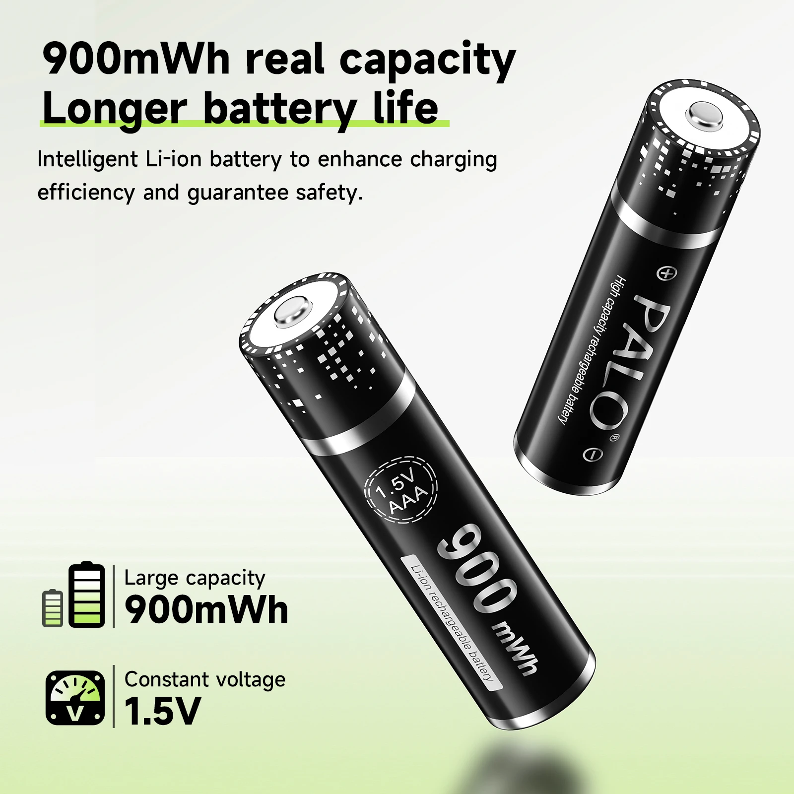 PALO リチウムイオンAAA充電式電池 aaa 1.5V 900mWh リチウム電池 LED USB磁気充電器付き 1.5V AAA電池用