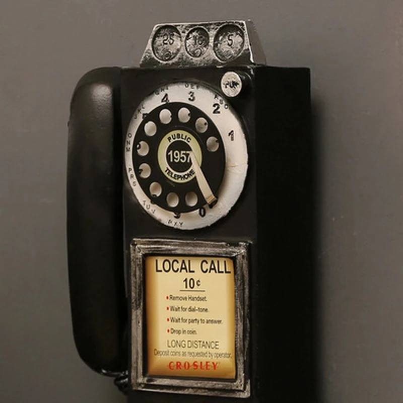 Creativity Vintage Telephone Model Wall Hanging Ornaments Retro Furniture Phone Miniature Crafts Gift for Bar Home Decoration