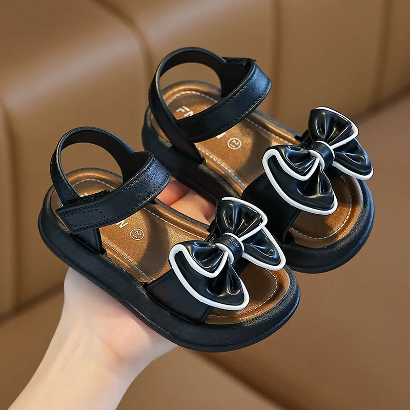 2025 Baby Girls' Shoes for Kids Fashion Bow Children's Sandals Soft Flat Heels Beach Summer Sandals Princess Shoes 1-10 Years