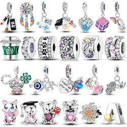 Hot Sales Silver Plated Cute Bear Sister Friendship Beads Charms Fit Original Bangle Charm Bracelet DIY for Women Jewelry Gift
