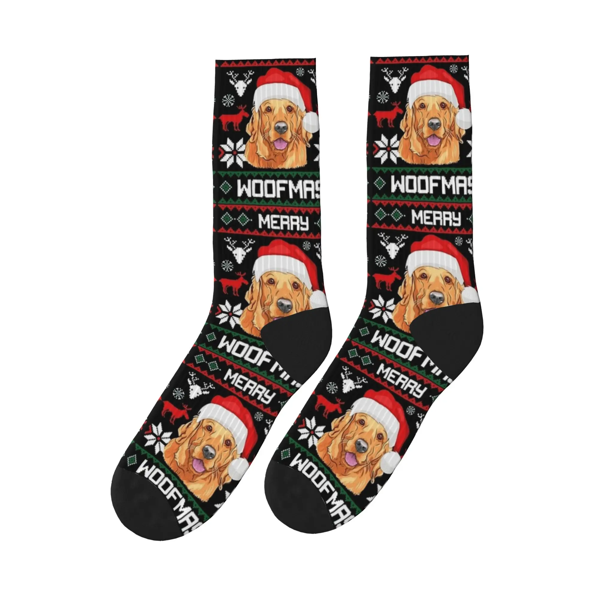 

Носки для пар Golden Retriever Merry Woofmas, рождественские чулки для собак, противоскользящие носки, осенние повседневные носки для скейтборда с принтом
