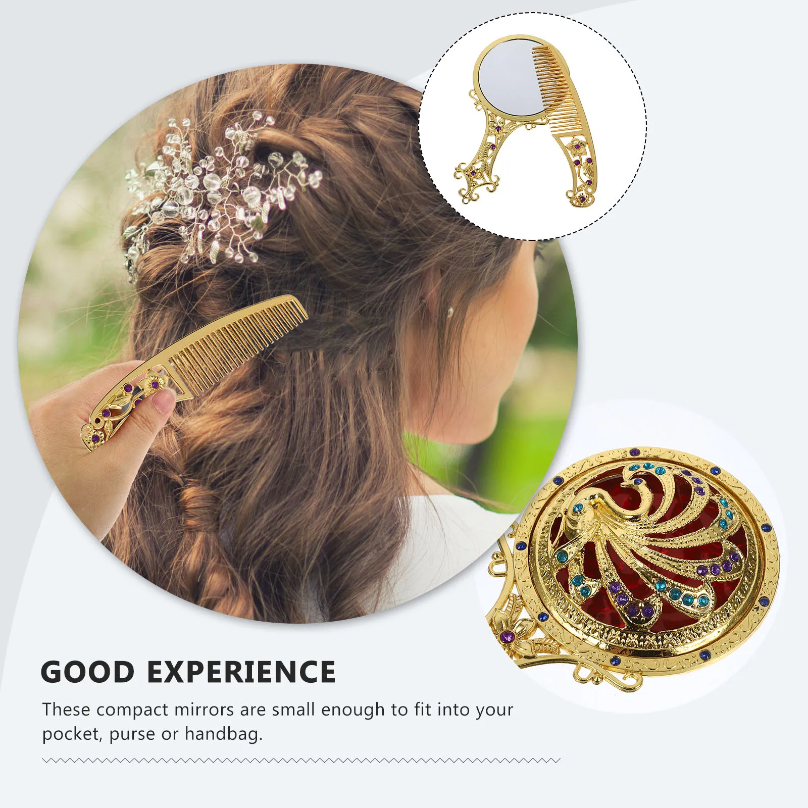 1 set elegante legering make-upspiegel retro opvouwbare make-upspiegel materiaal van hoge kwaliteit compact ontwerp gemakkelijk op te bergen thuis reizen