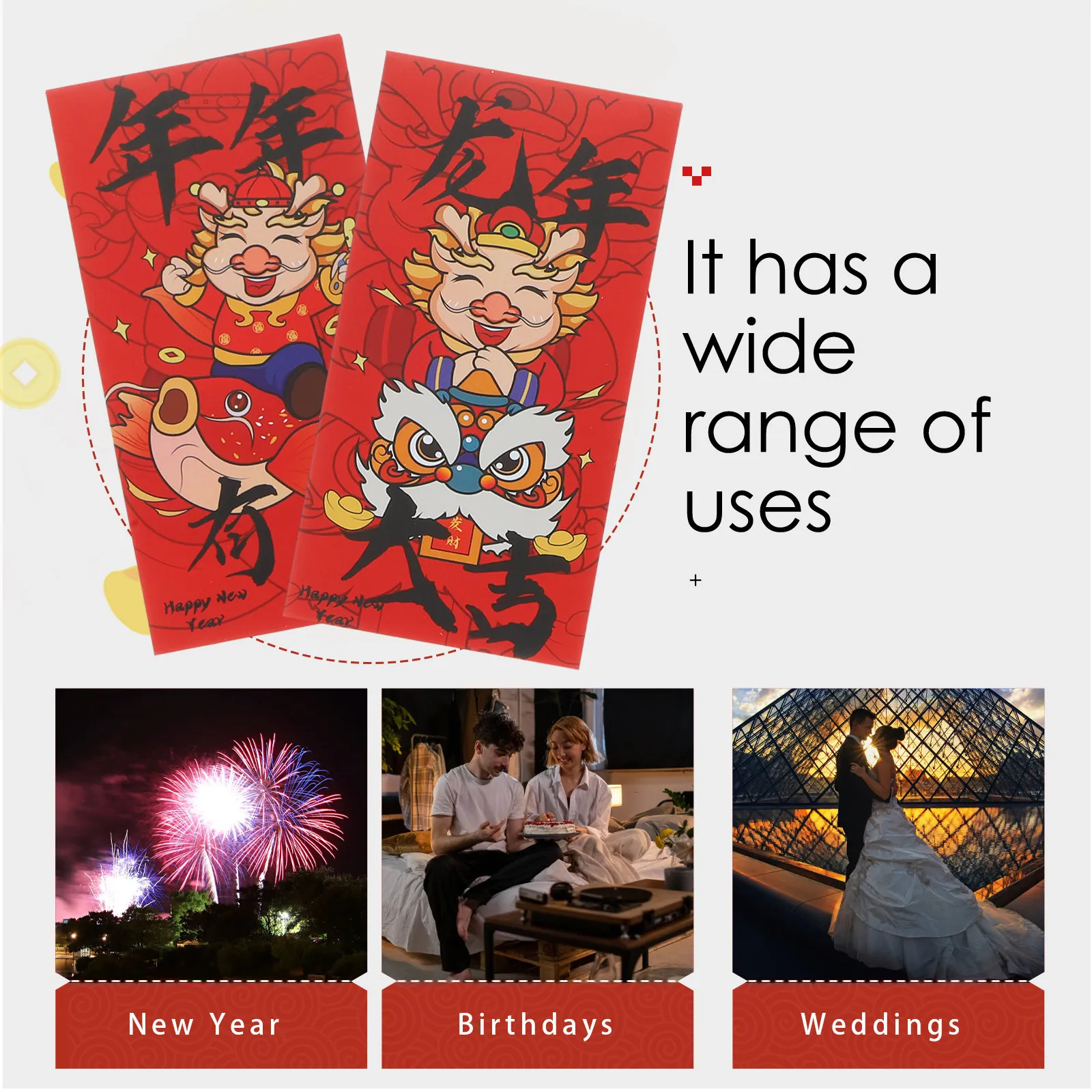 24 Pcs Envelopes Chinese Money for Cash New Year Budget Budgeting China's Red Stuffing Pocket