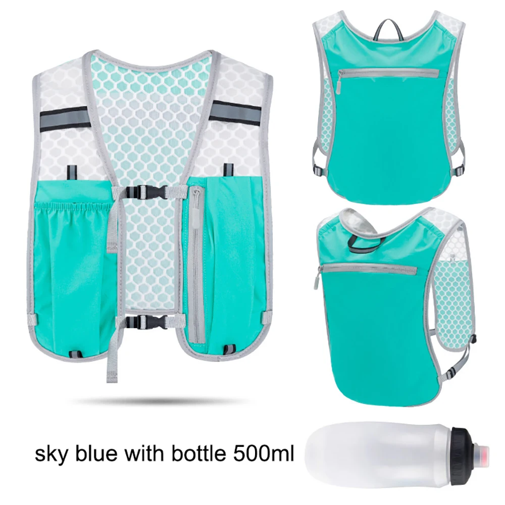 

Running Backpack Vest with Bottle Hydration Trail Light weight Cycling Run Jogging Marathon Riding Climbing Bag Waterproof