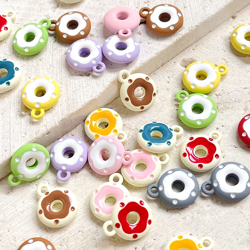 6 Pieces 10*13mm Colorful Drop Gum Alloy Donut Pendant  DIY Makes Fashionable Jewelry, Necklaces, Bracelets, Accessory Materials