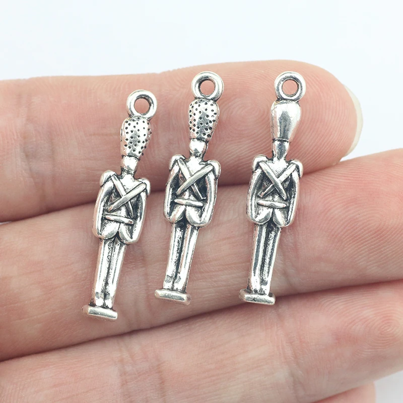 Newest 15Pieces 7*31mm Mixed Alloy Antique Silver Color Soldier Charms Necklace Pendant Accessory For DIY Jewelry Making