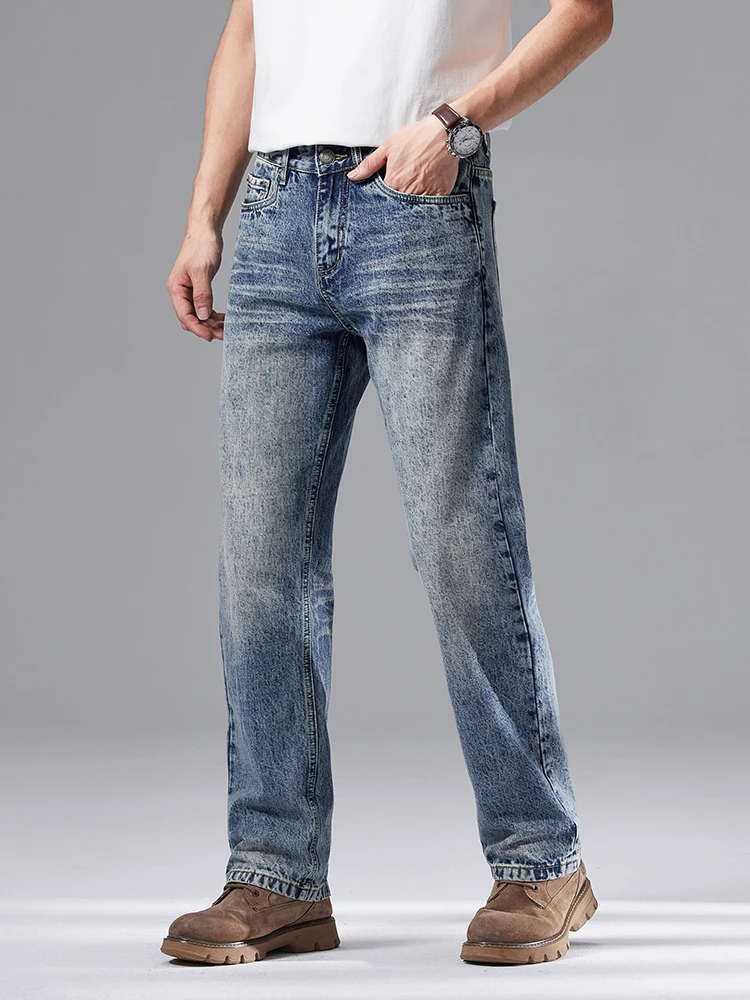 Classic Straight Jeans Men 2026 New Vintage Loose Casual Pants Washed Fashion Hip Hop Streetwear Denim Trousers
