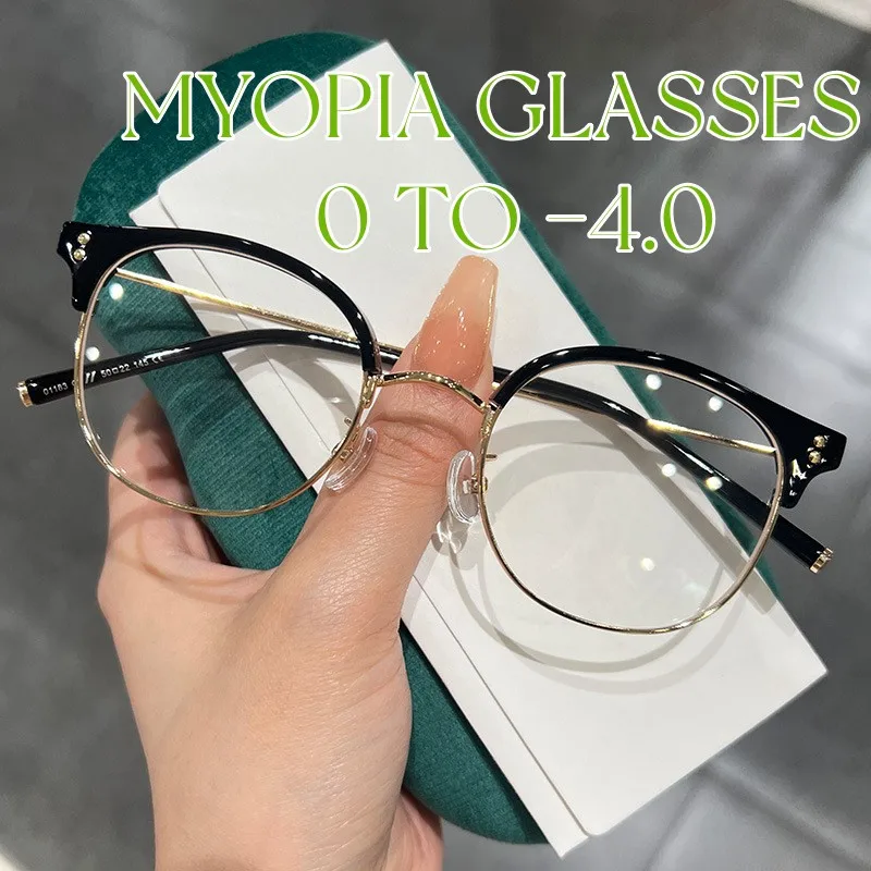 

Fashion Round Myopia Glasses Men Women Clear Lens Prescription Eyeglasses Anti-blue Ray Vintage Retro Diopter Eyewear 0 To -4.0