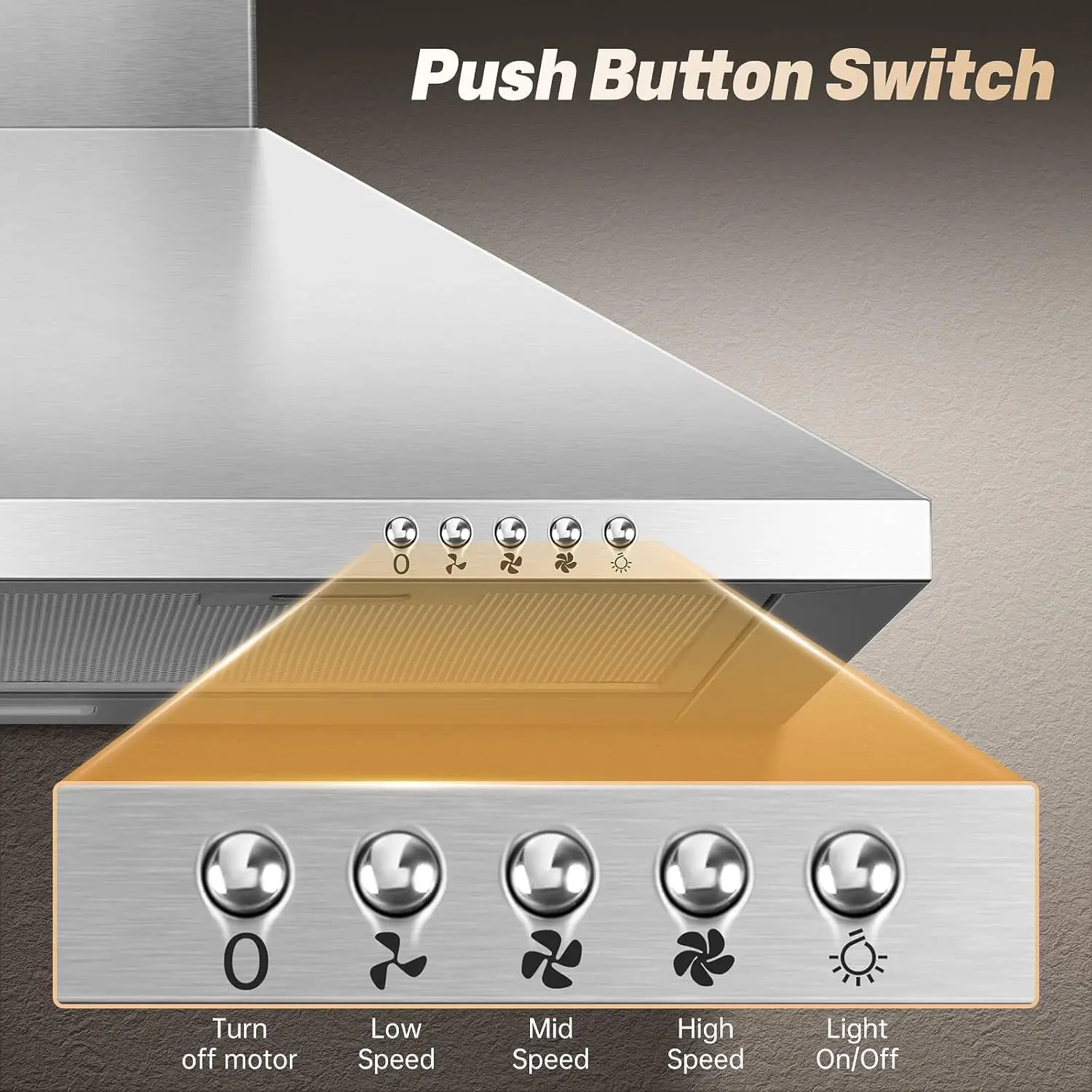 24 inch Wall Mount Stainless Ducted/Ductless Exhaust Kitchen Oven Stove Vent with 3-Speed Fan Range Hood