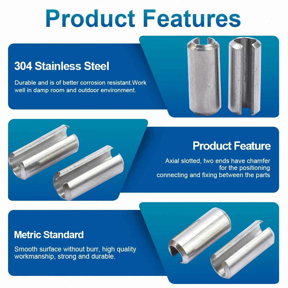NINDEJIN 5-50pcs Split Spring Roll Dowel Pins M2 M3 M4 M5 M6 M8 M10 M12 Stainless Steel Slotted Spring Pin for Automotive Repair