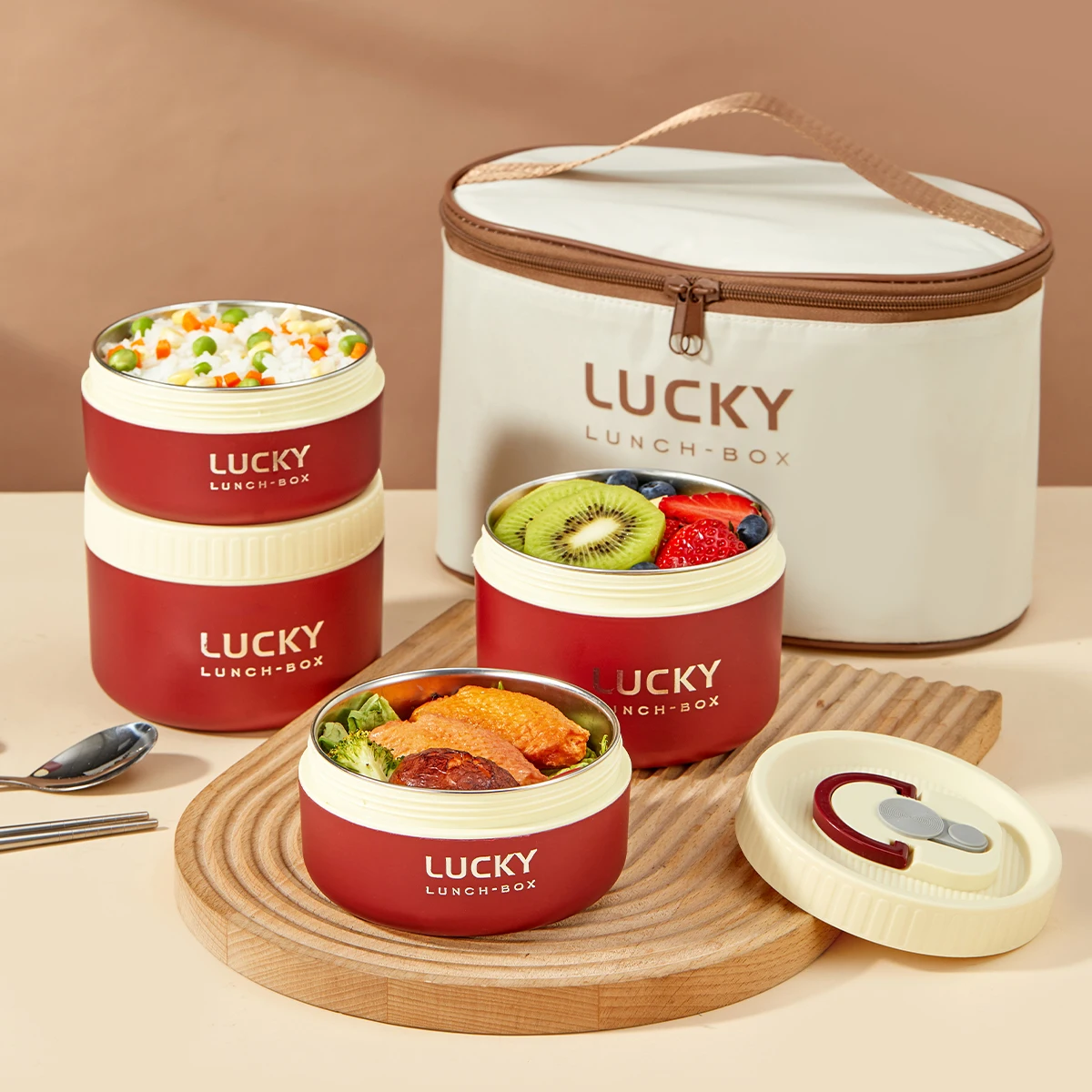 

Портативный контейнер для обеда с фруктовым салатам и ручкой, герметичный термоконтейнер для обеда из нержавеющей стали 304, для детей, студентов, сейф для микроволновой печи