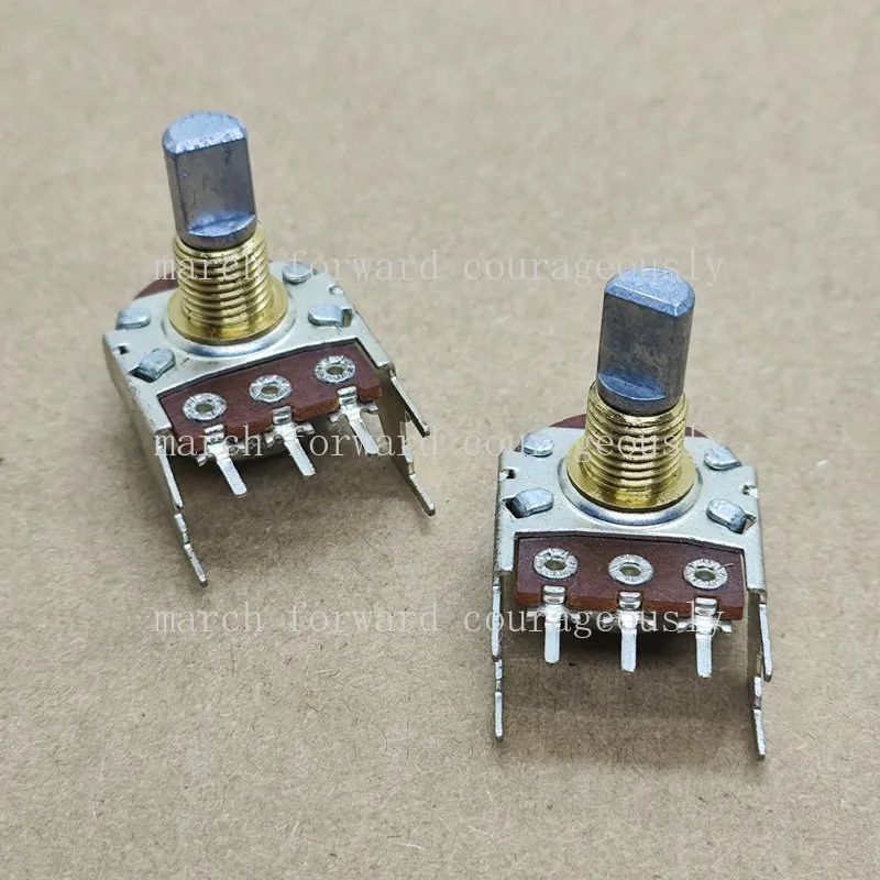 10pcs 148 type A105 horizontal single-unit 3-pin potentiometer for A1M audio volume adjustment. Handle height 15MM, shaft.