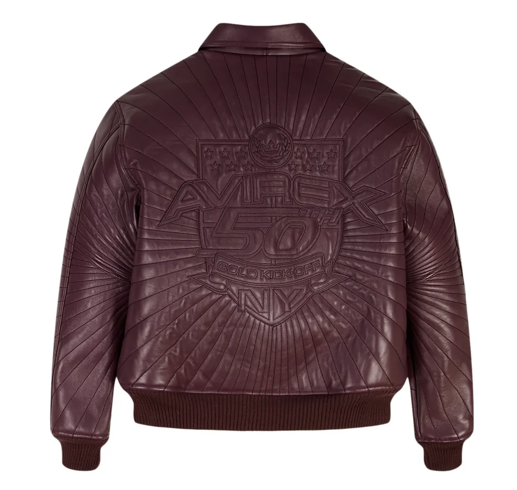 

AVITEX 50th Anniversary Edition New Men's French imported lamb leather jacket Embroidered Nagel craft leather jacket top US size