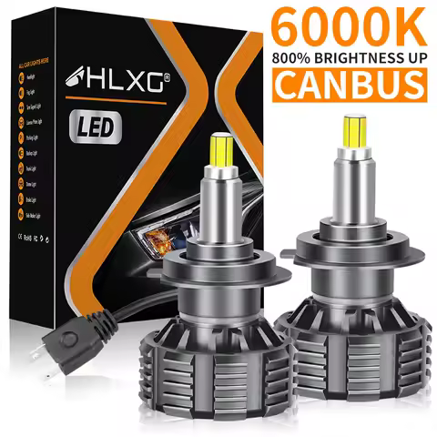 HLXG H7 H11 LED Car Headlight Canbus No Error H1 H8 H9 9005 HB3 9006 HB4 360 Chips Turbo Bi Led Projector Lens 6000K Headlamp