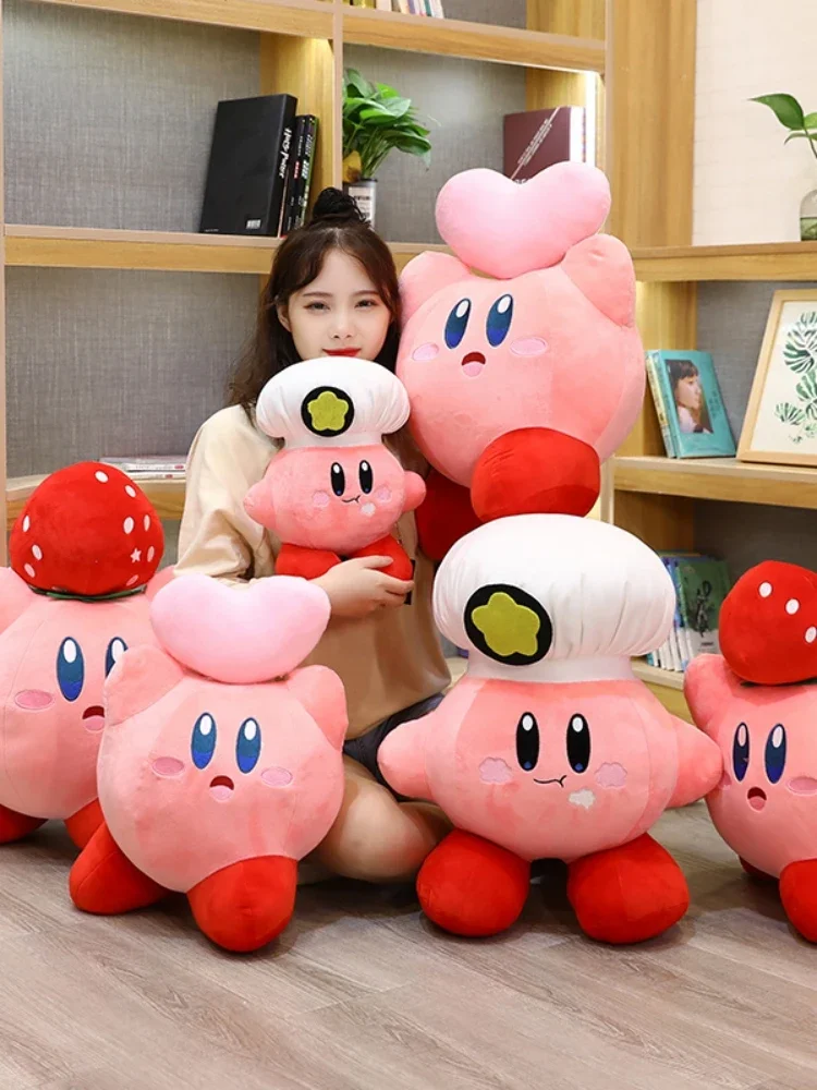 Big Size Cartoon Anime Kirby Knuffel Japanse Stijl Figuur Chef Kirby Aardbei Roze Hart Knuffels Zacht Kussen Geschenken Meisje - afbeelding 2