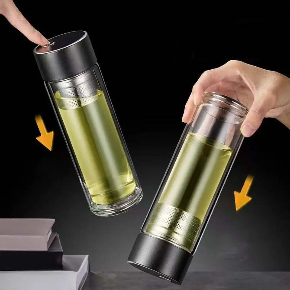 

Double Wall Glass Tea Cup Insulated with Tea Infuser Glass Water Bottle Stainless Steel Filter 500ml Tea Bottle Drinkware