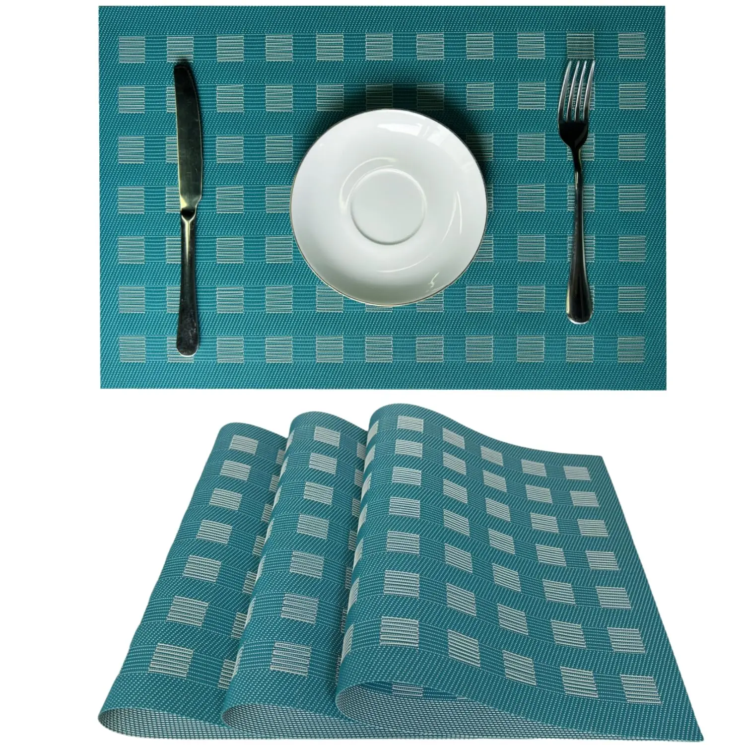 Placemat for Kitchen Table Mats, Blending Color, Durable Woven Vinyl, Washable, Heat-Resistant, Anti-Skid, 12x18 Inch, Set of 4