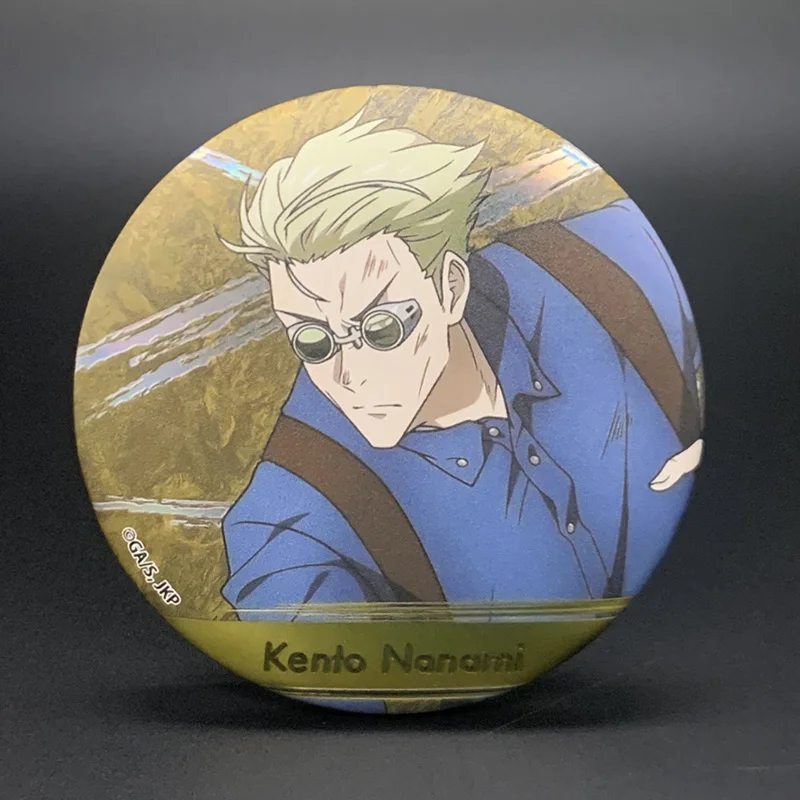 

75MM Anime Jujutsu Kaisen Nanami Kento Cosplay Reflective Press Laser Badge Birthday Xmas Gift Matte Relief Brooch Cartoon Game