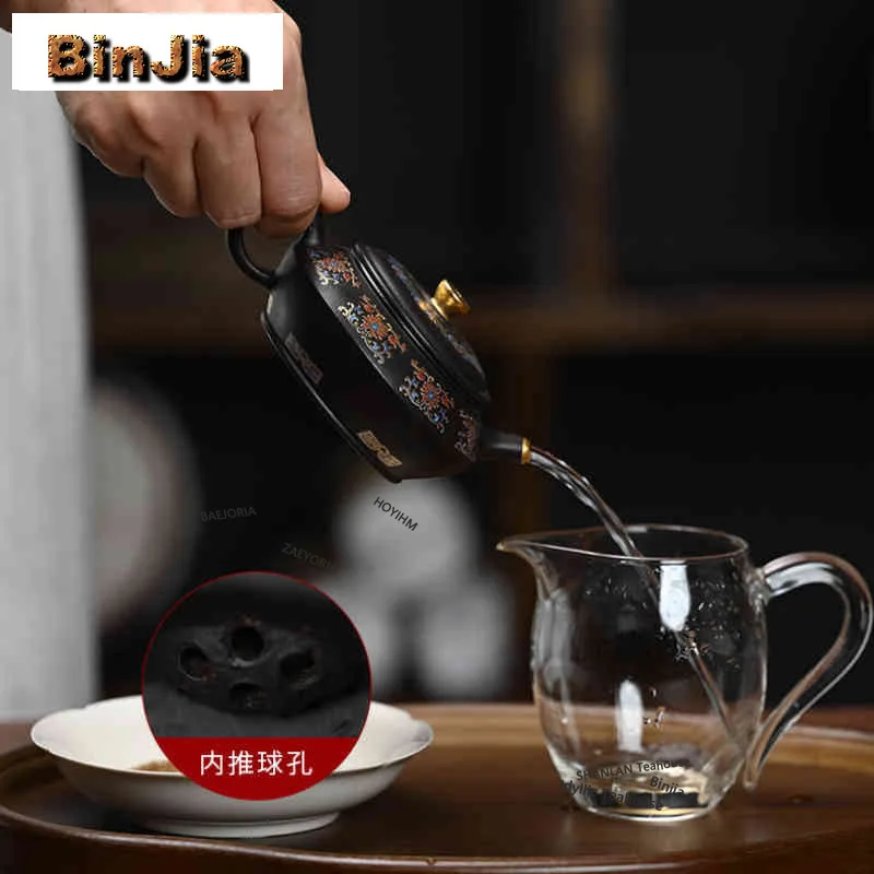 BAEJORIA 180ml Yixing Purple Clay Teapots Handmade Colour Enamels Man Shu Pot Raw Ore Dahongpao Mud Kettle With Strainer Zisha