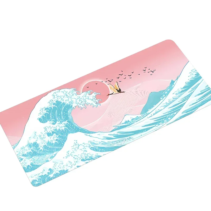 Japan Style Wave and Sun Large Size Anti-slip Rubber Mouse Pads for Computer Gaming Laptop Accessories Tabletop Mats  400*900MM