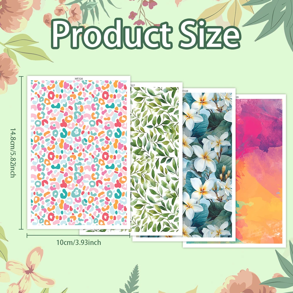 Colorful Flower Leaves Abstract Pattern Polymer Clay Transfer Paper Stickers for DIY Jewelry Earrings Printing Paper Making