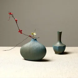 Stone Pottery Flower Arrangement Retro Home Decoration Simple Ceramic Small Vase Chinese Style Creative Flower Vessel