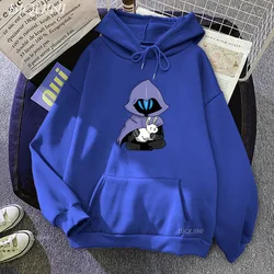 Desenhos animados valorant estampados com capuz lounge wear de veludo masculino, moletom Harajuku, roupas vintage Hip Hop para adolescentes e estudantes