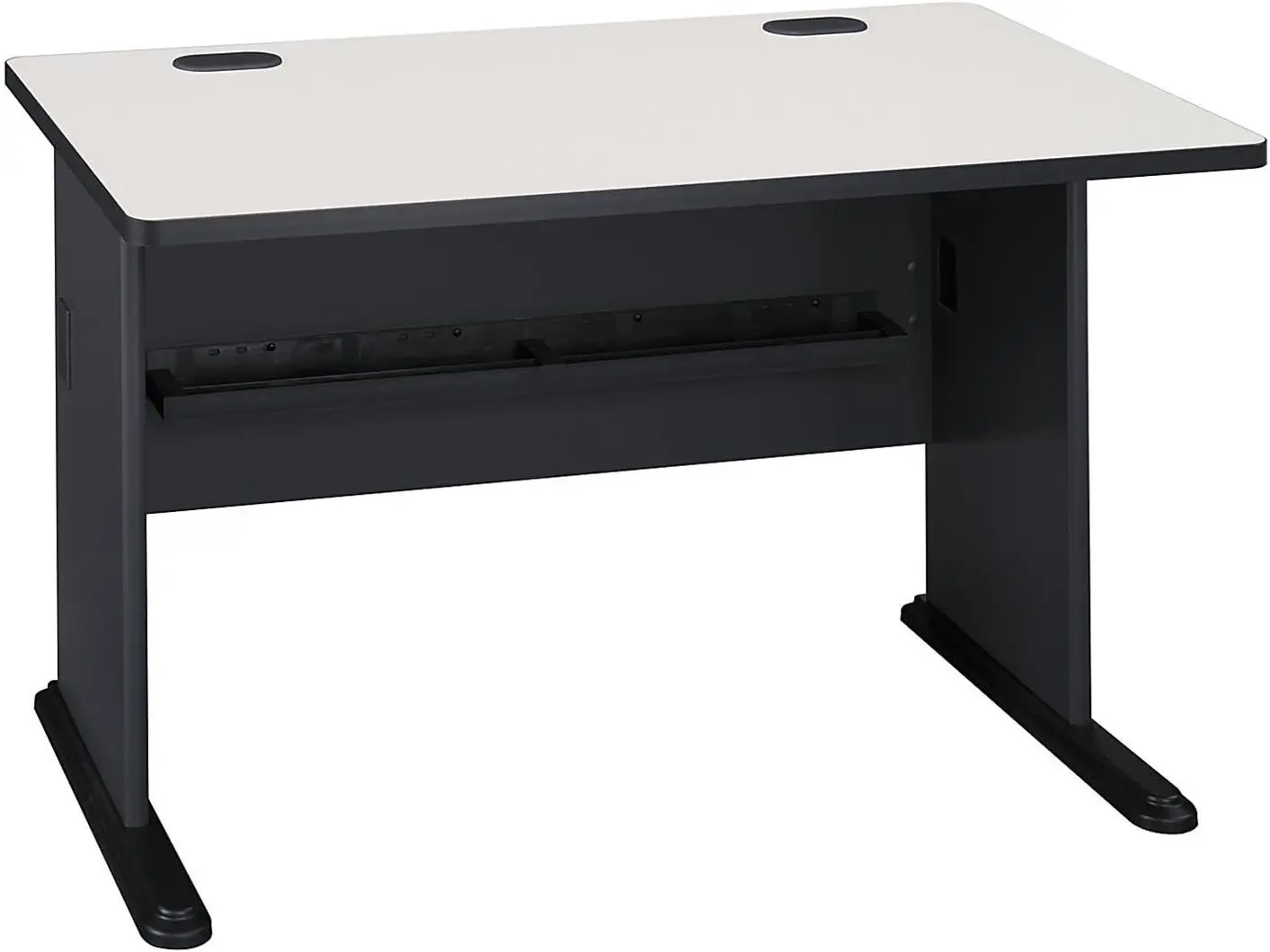 Mesa de oficina pequeña para el hogar o profesional, mueble de negocios serie A, 48W, escritorio de ordenador en espectro blanco y pizarra