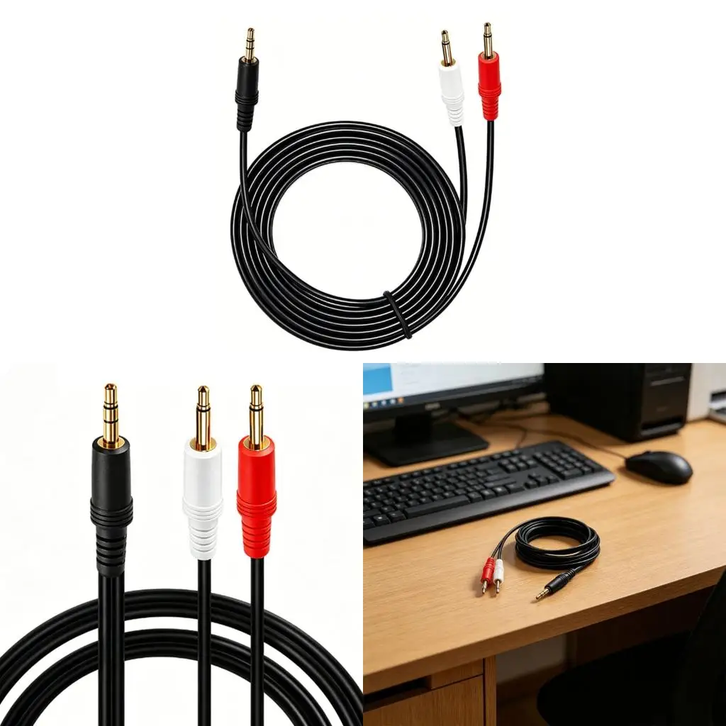 4XFC Practical 3.5mm to Double Headphone Splitter Cable Sound Cable for Devices
