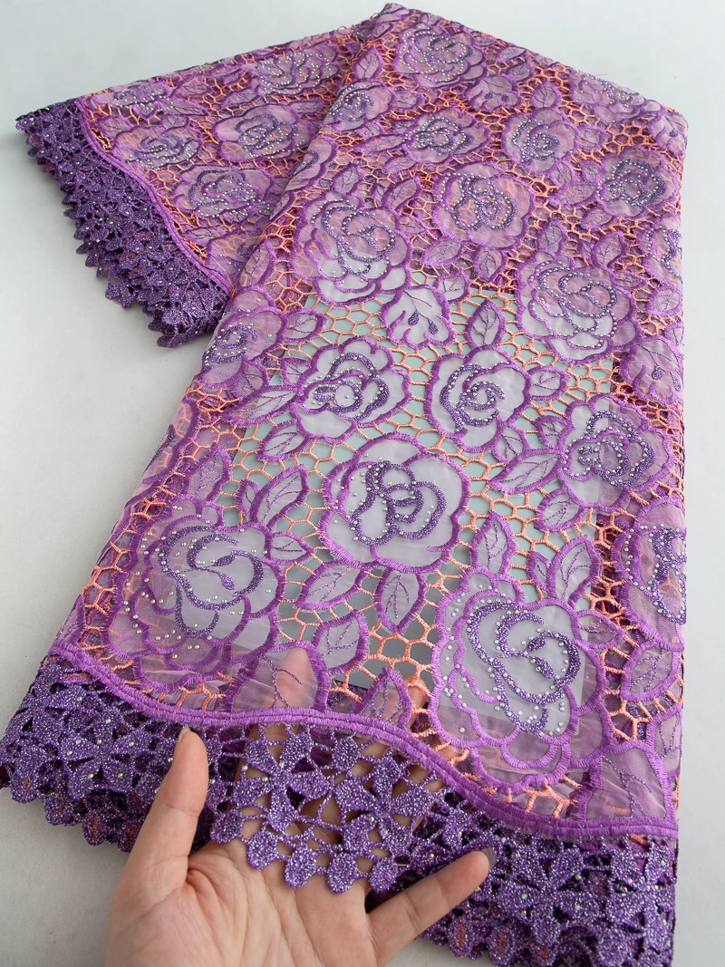 

Нигерийская водорастворимая кружевная ткань, африканский гипюровый шнур, кружево высокого качества, шитье, свадебные платья для женщин, 5 ярдов 4574