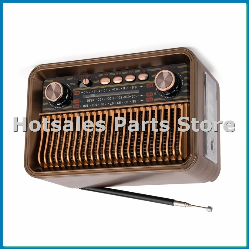 

Портативное FM/AM/SW радио, винтажный радиоприемник, беспроводная Bluetooth-колонка с LED-фонариком, поддержка TF-карт, USB-накопителей, AUX-AT35
