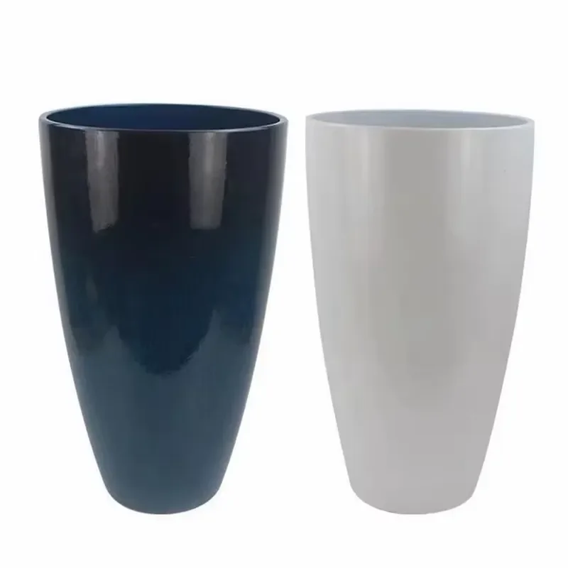 for High Barrel Glossy Gradient Color Polished Glaze Plastic Flower Pots Living Room Corridor Decoration Viewing Pots