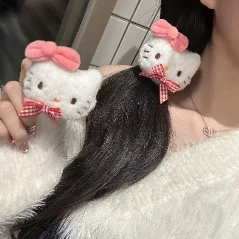 Sanrio HelloKitty  Hairstring Hair Clip Anime Cartoon Cute Fashion Elastic Hair Ringe Ponytail Holder Hair Accessory Kawaii Gift