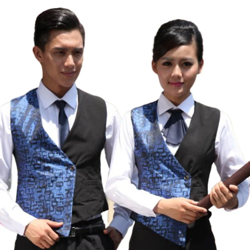 Hotel Teahouse Restaurant Waiter Uniforms KTV Nightclub Bar Work Wear Vest Women Men Hotel Cafeteria Uniform Waiter Overalls