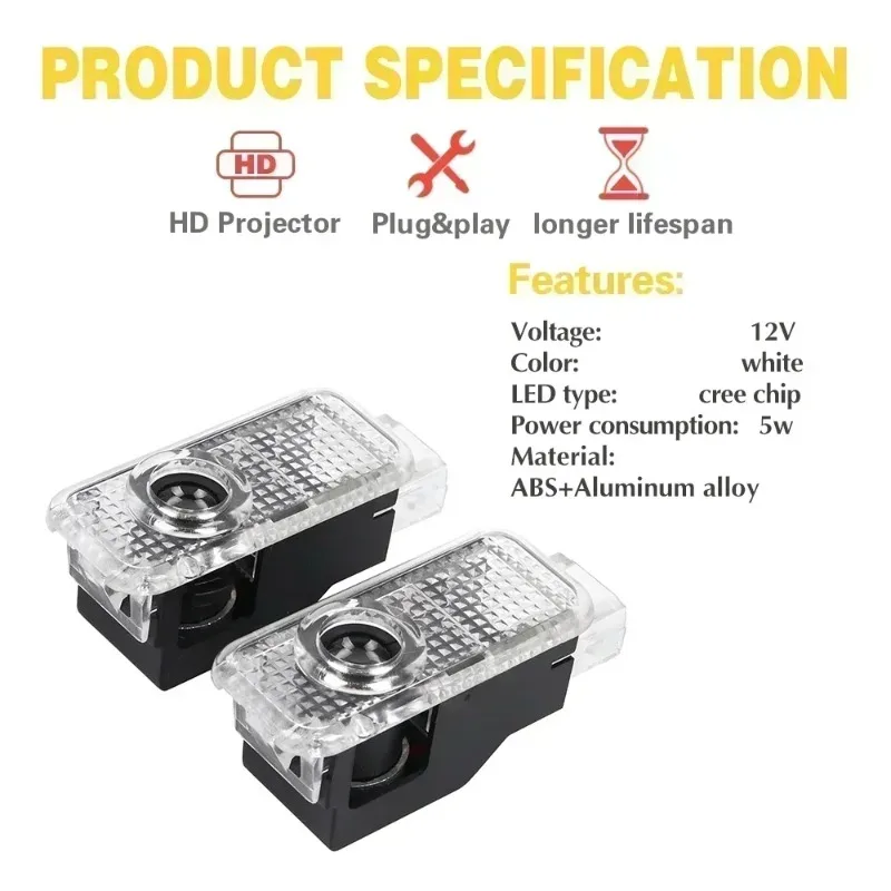 

Led Car Door Welcome Light For AUDI A5 A6 C5 C6 C7 A4 B5 B6 B7 B8 B9 A7 A8 Q7 Q5 Q3 A3 RS TT sline quattro Logo Projection lamp