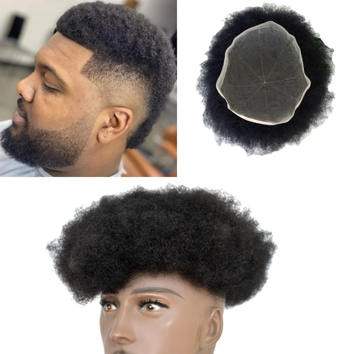 

6 мм афро # 1b Натуральный Черный Индийский Парик из натуральных волос девственницы 8x10 Полный кружевной блок для чернокожих мужчин