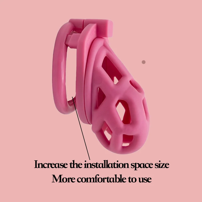New color male penis lock, chastity cage with lock and 4 rings, 2026 New Virginity Lock Cage SM Teasing Breathable Resin Male view 3