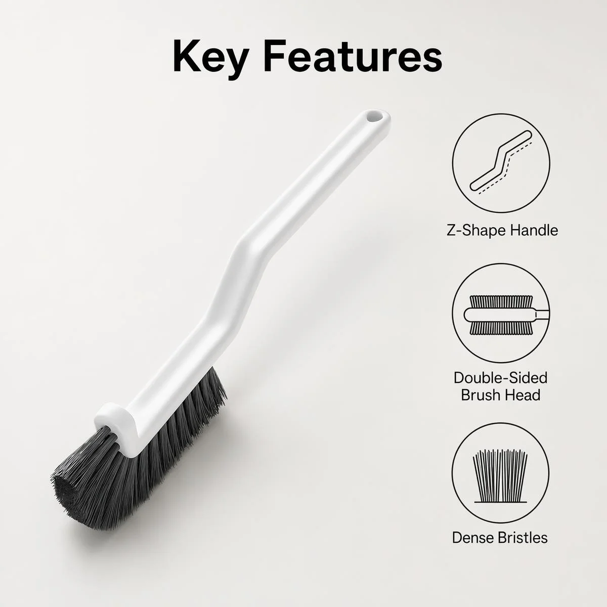 Z-Shaped Long Handle Gap Cleaning Brush, Double Sided Hard Bristle Deep Clean Brush for Window Slider, Bathroom Crevice, Toilet