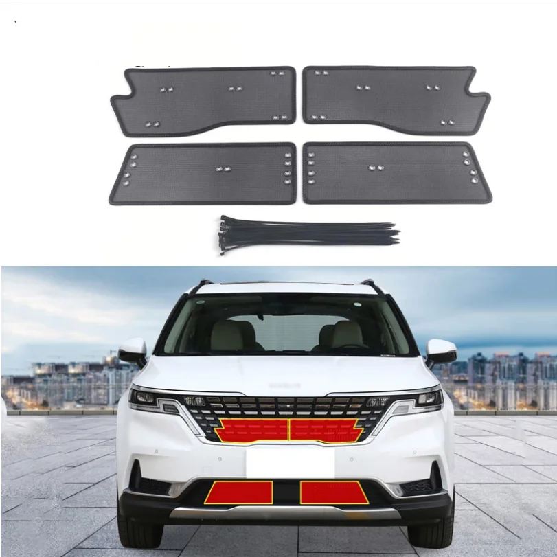 

For KIA Carnival KA4 2021 2022 Accessories Mesh Grille Grill Insert Net Anti-mosquito Dust Cover Trim Car Styling