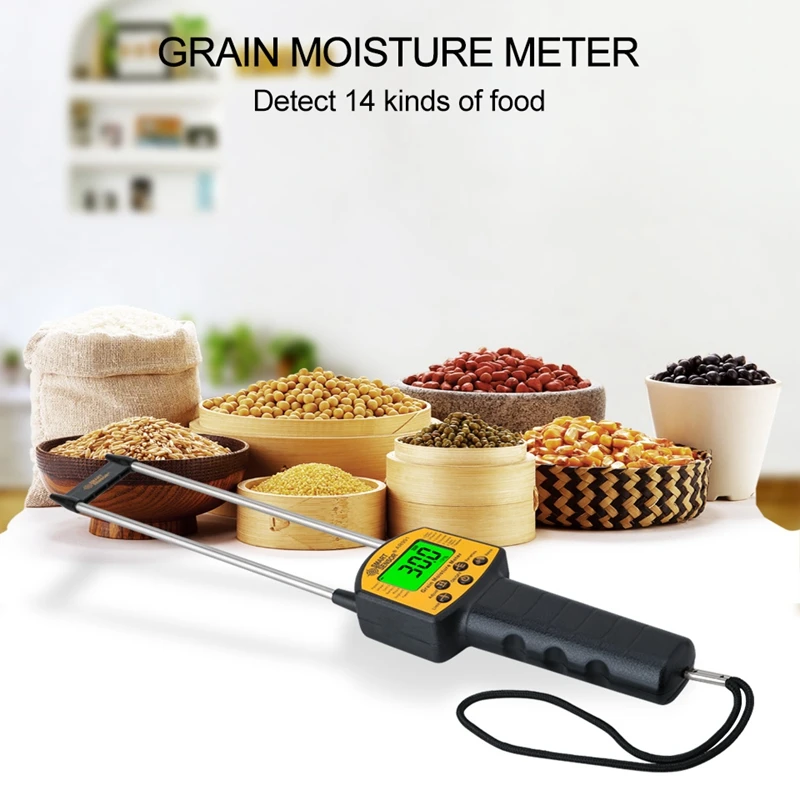 

7.5%-50% Digital Grain Moisture Tester Smart Sensor For Corn Wheat Rice Bean Peanut 14 kinds Crop Moisture Humidity Meter AR991