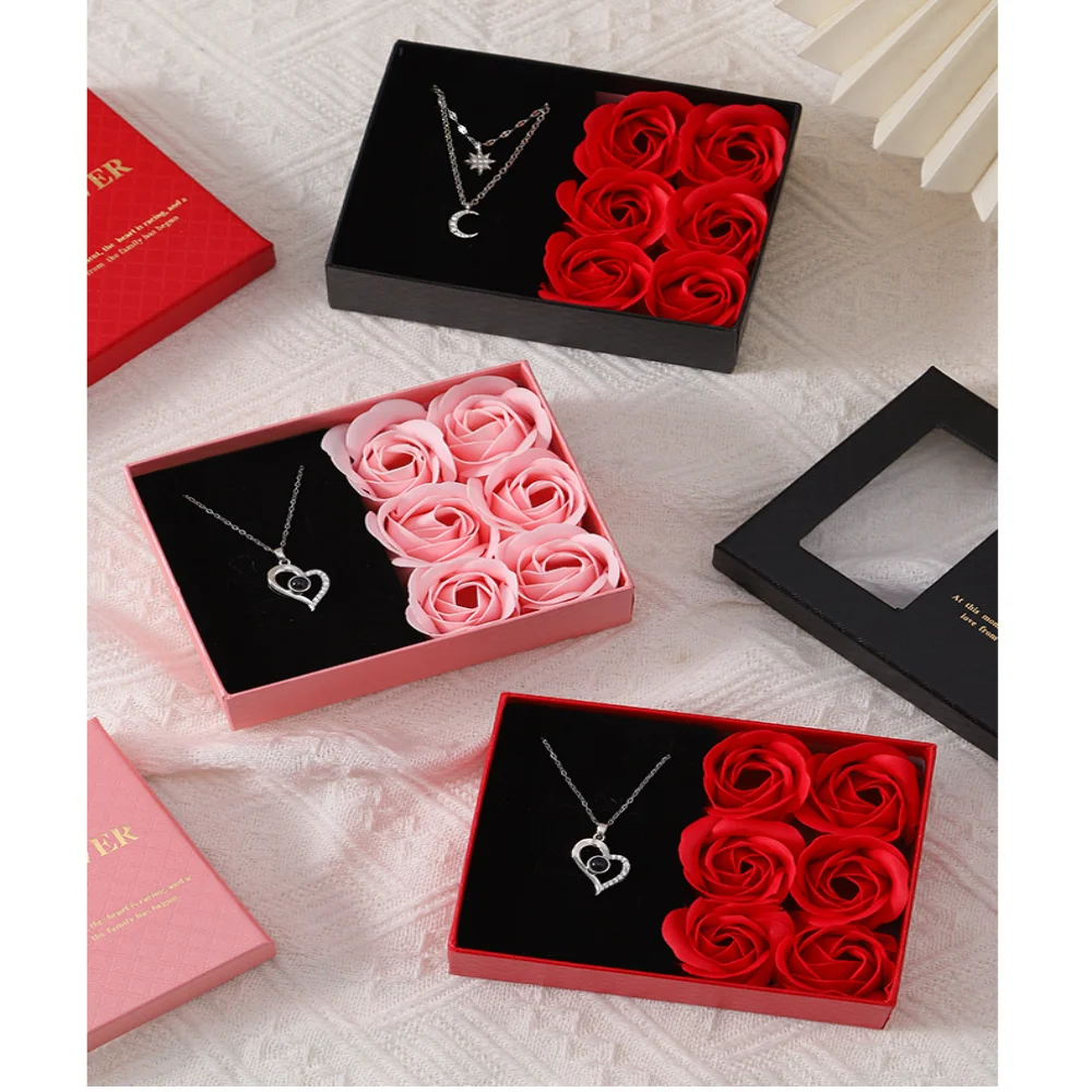 Flower Jewelry Box Six Roses Window Gift Box Ring Earrings Pendant Jewelry Box Jewelry Organizer teacher Valentine's Day gift