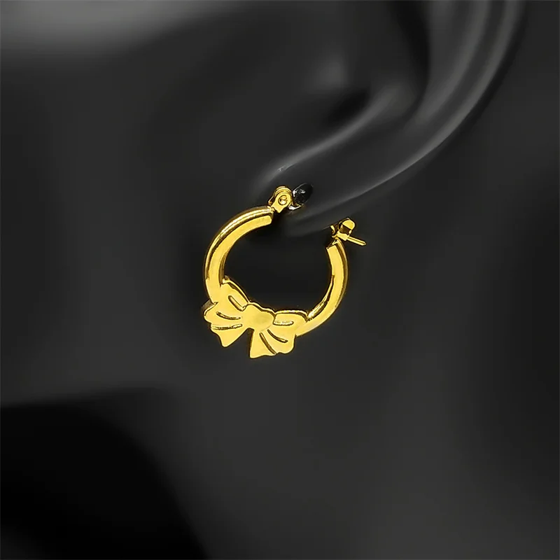 2024 Trend Cute Bowknot Butterfly Stainless Steel Earrings for Women Girls Gold Color Ear Studs Charm Jewelry GiftsZZZ1106 image 4