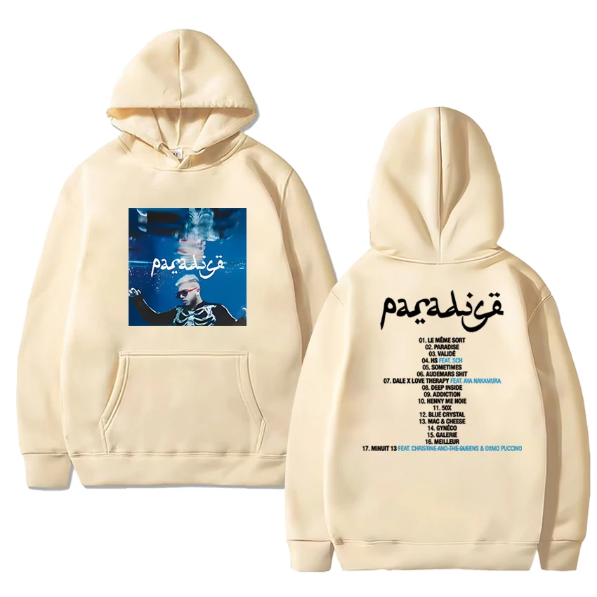 حار مغني الراب هامزا جولة 2025 ألبوم غطاء مزدوج الوجهين طباعة الشارع الشهير للجنسين خمر كنزة بغطاء رأس من الصوف الرجال النساء بلوزة غير رسمية