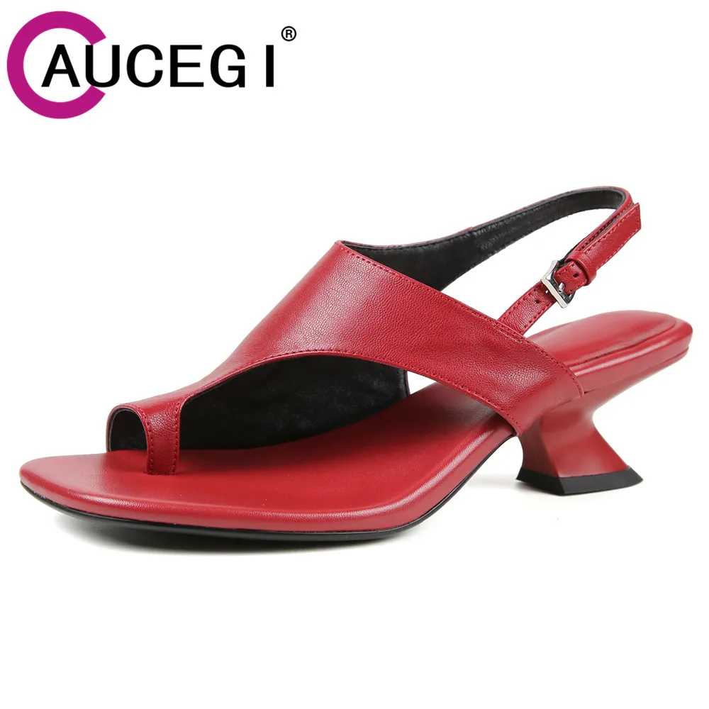 

Aucegi/женские сандалии из натуральной кожи, новинка лета 2021, сандалии с застежкой на пятке, лаконичные удобные вечерние модельные туфли на высоком каблуке с пряжкой