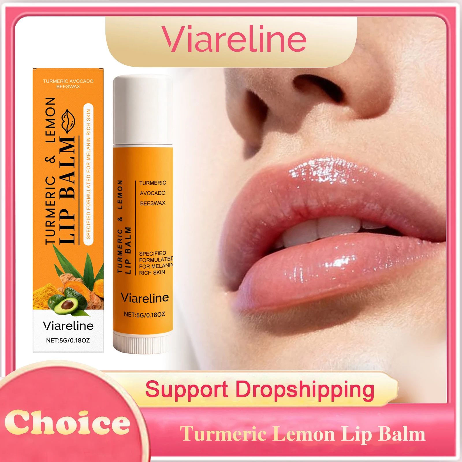 Turmeric Lemon Lip Balm Hydrating Fade Lip Lines Smooth Gloss Lighten Melanin Remove Dark Lip Dead Skin Soft Nourishing Lip Care