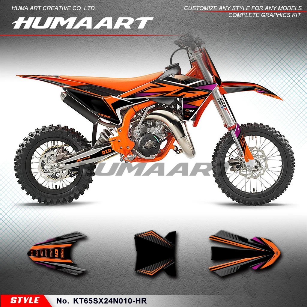 HUMAART Kit laminasi mengkilap, stiker sepeda motor KTM SX 65 2024, KT65SX24N010-HR