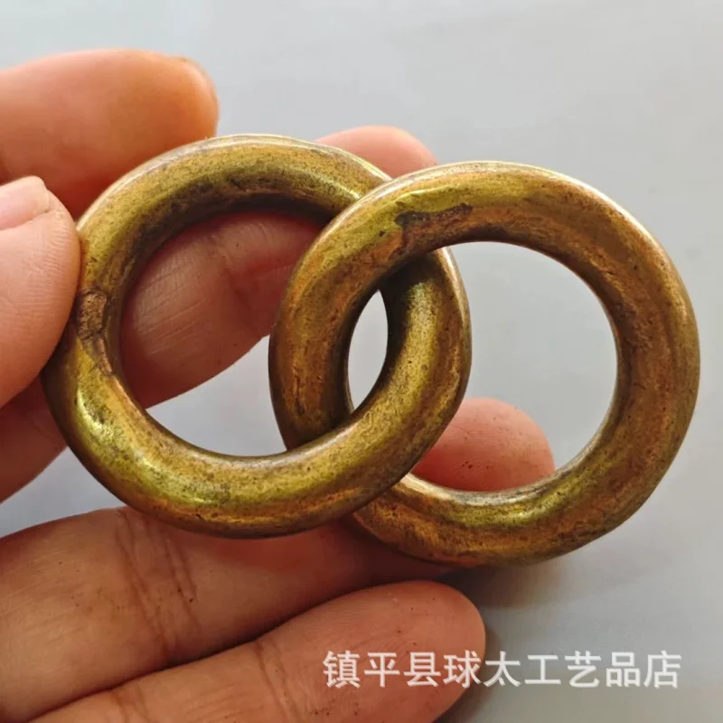 Pure Copper Mini Yin and Yang Ring Hand Pieces Six Word Mantra Integrated Yin and Yang Ring Handmade Pendant Pendant Qiankun Rin